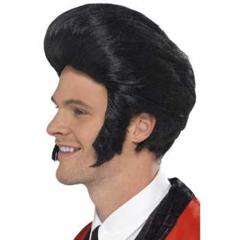 Rock and roll elvis herenpruik zwarte kuif